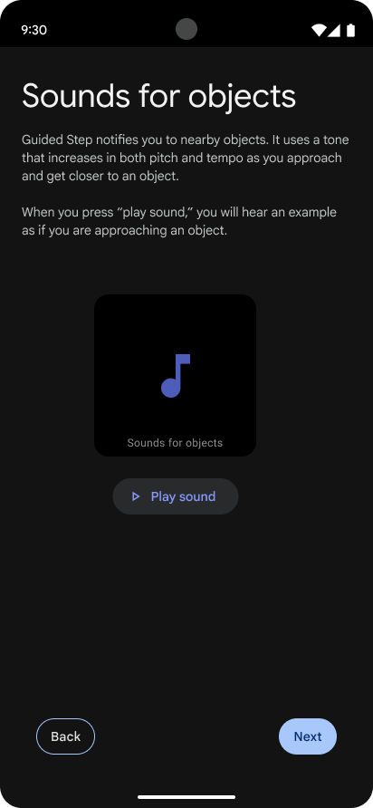 Onboarding screen for Guided Step