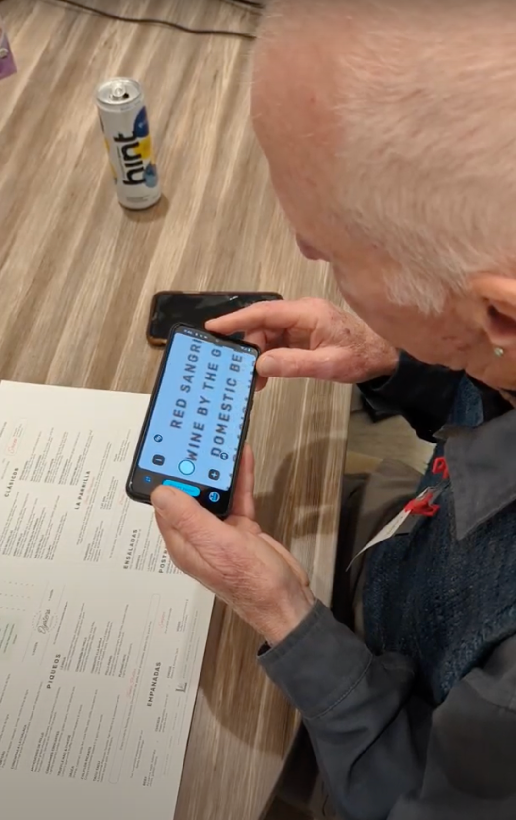 Screenshot showing extreme screen magnification during user testing.